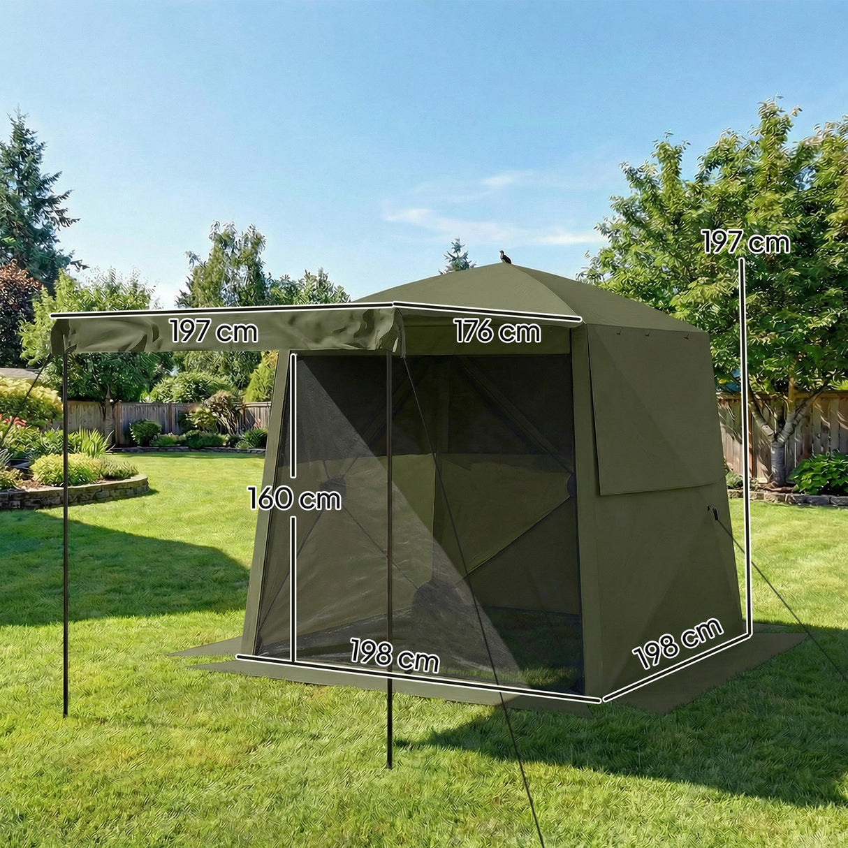 Fibreglass Pop Up Gazebo Waterproof Instant Shelter 198cm Width x 198cm Depth - Velmora