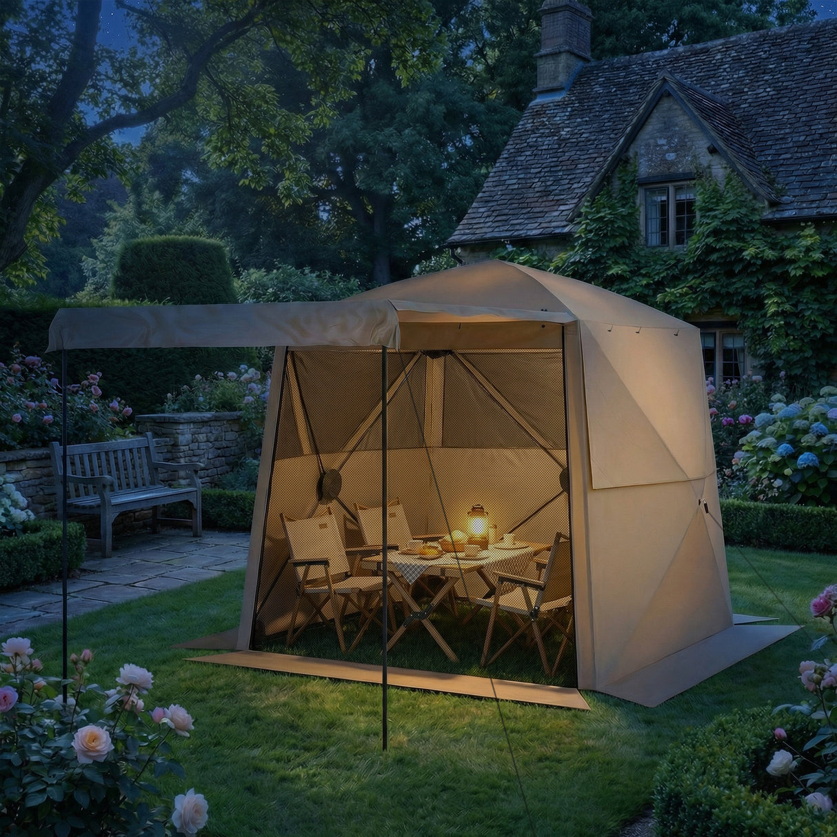 Fibreglass Pop Up Gazebo Waterproof Instant Shelter 198cm Width x 198cm Depth - Velmora