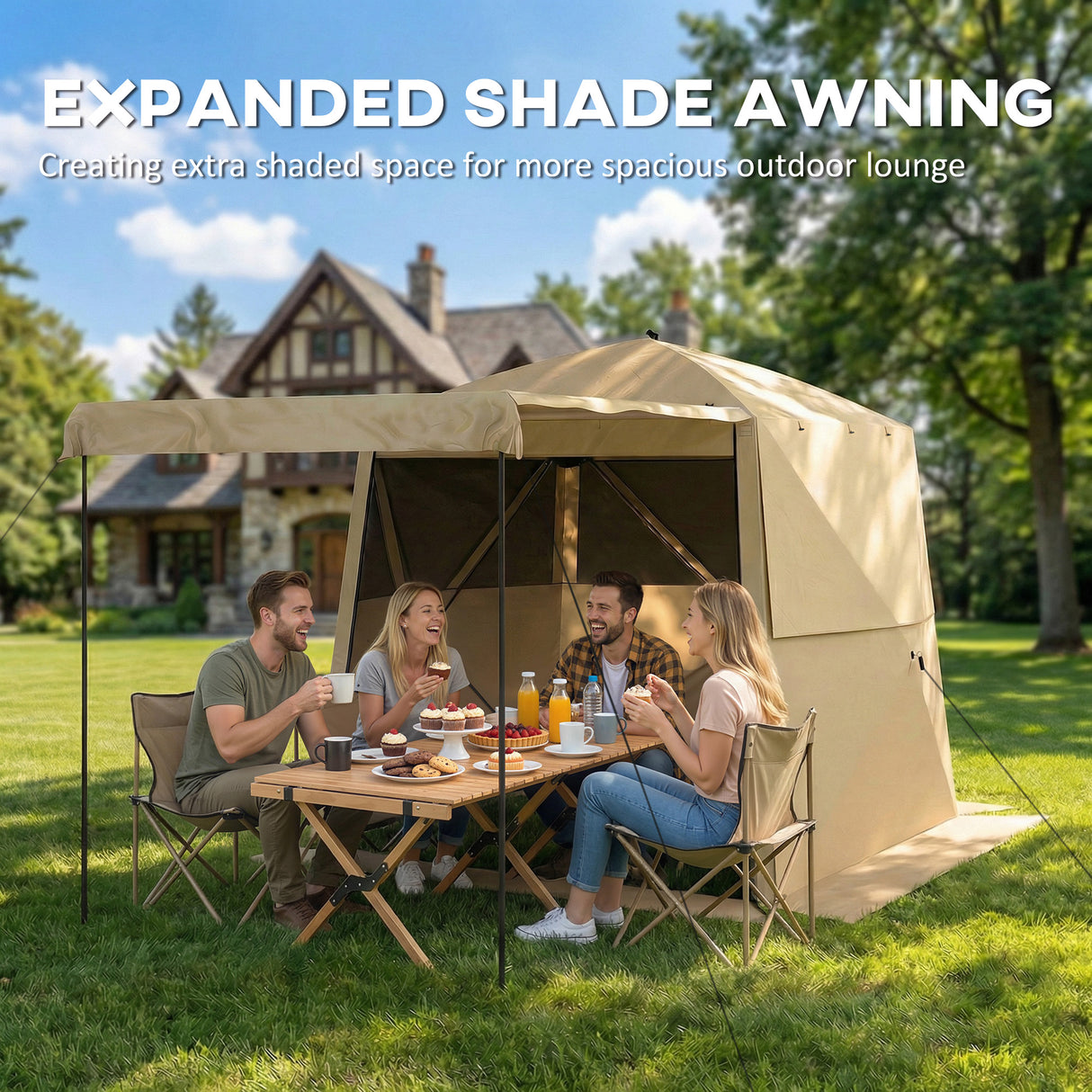 Fibreglass Pop Up Gazebo Waterproof Instant Shelter 198cm Width x 198cm Depth - Velmora