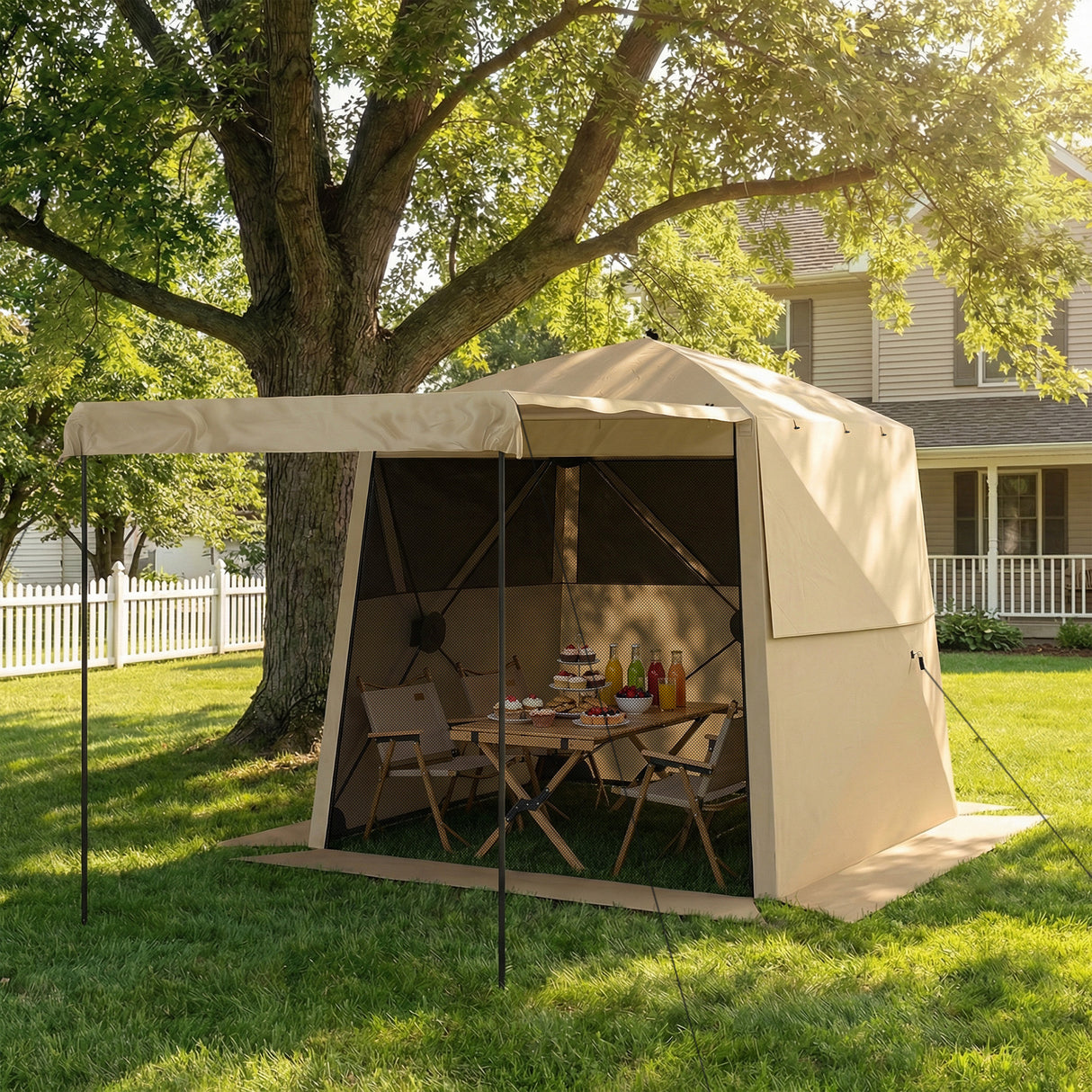 Fibreglass Pop Up Gazebo Waterproof Instant Shelter 198cm Width x 198cm Depth - Velmora