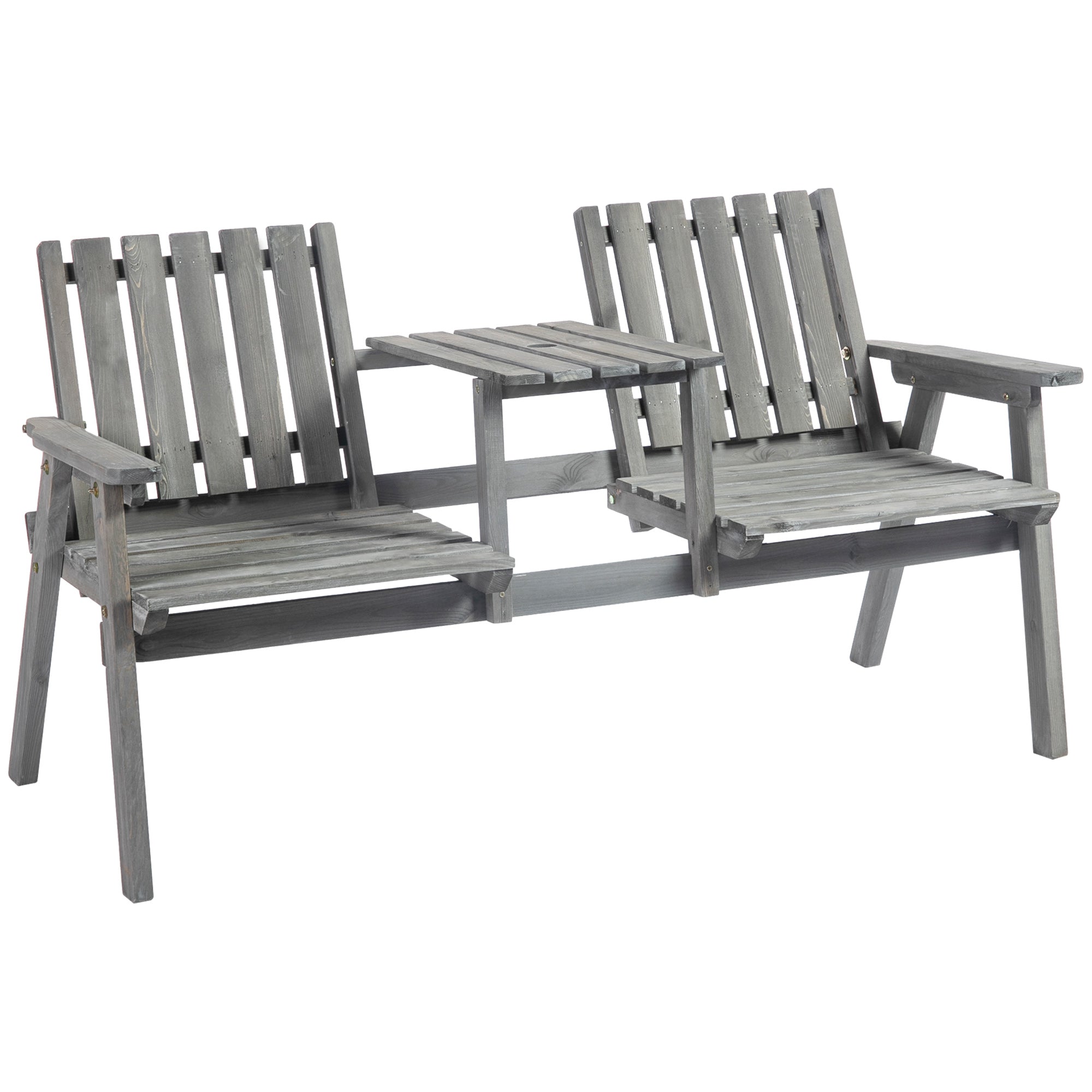 Fir Wood 2 Seater Garden Bench Antique Loveseat for Yard - Velmora
