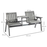 Fir Wood 2 Seater Garden Bench Antique Loveseat for Yard - Velmora