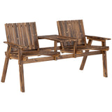 Fir Wood 2 Seater Garden Bench Antique Loveseat for Yard - Velmora