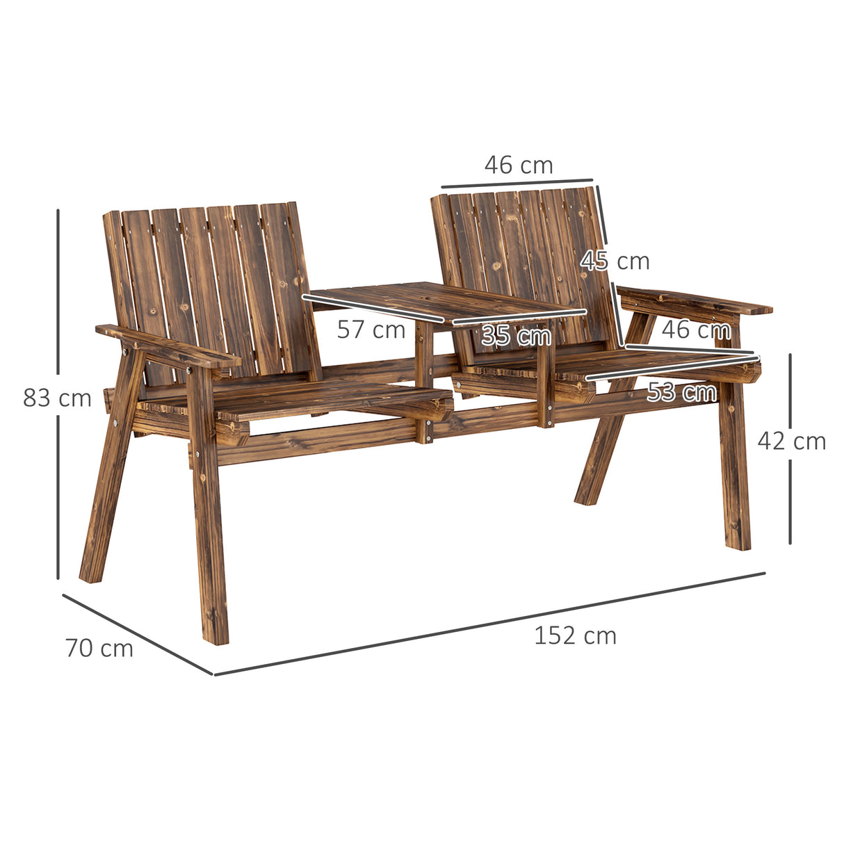 Fir Wood 2 Seater Garden Bench Antique Loveseat for Yard - Velmora