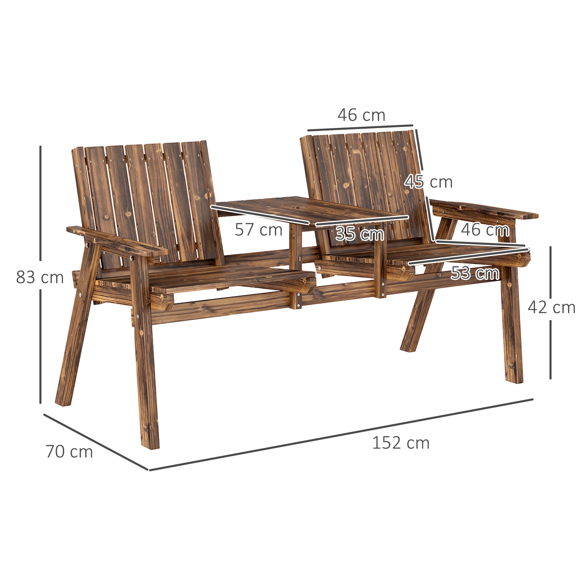 Fir Wood 2 Seater Garden Bench Antique Loveseat for Yard - Velmora