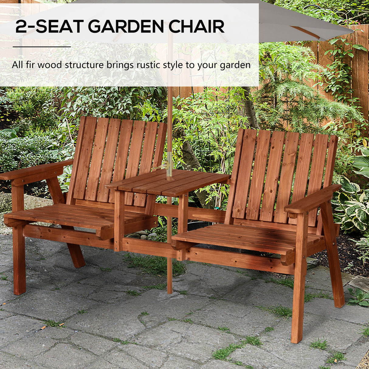 Fir Wood 2 Seater Garden Bench Antique Loveseat for Yard - Velmora