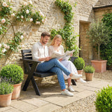 Fir Wood 2 Seater Slatted Garden Bench With Armrest and Backrest - Velmora