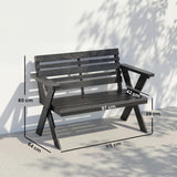 Fir Wood 2 Seater Slatted Garden Bench With Armrest and Backrest - Velmora