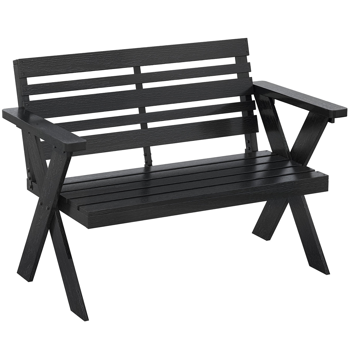 Fir Wood 2 Seater Slatted Garden Bench With Armrest and Backrest - Velmora