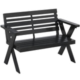 Fir Wood 2 Seater Slatted Garden Bench With Armrest and Backrest - Velmora