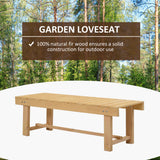 Fir Wood 2 Seater Garden Bench Backless Loveseat With Slatted Seat for Park - Velmora