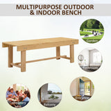 Fir Wood 2 Seater Garden Bench Backless Loveseat With Slatted Seat for Park - Velmora