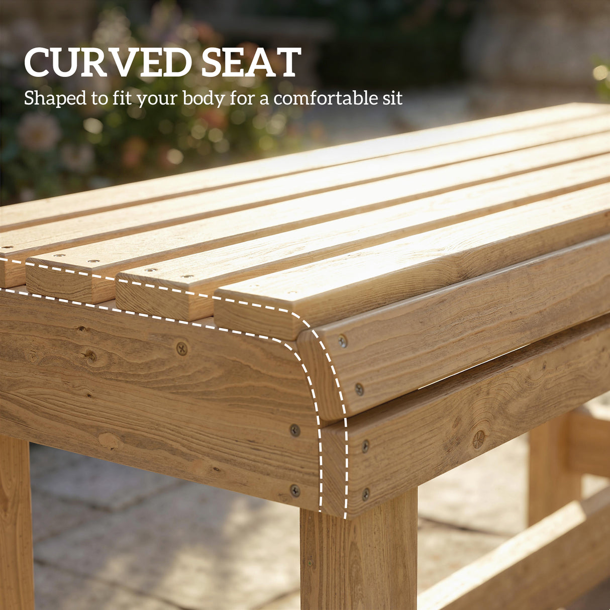 Fir Wood 2 Seater Garden Bench Backless Patio Bench - Velmora