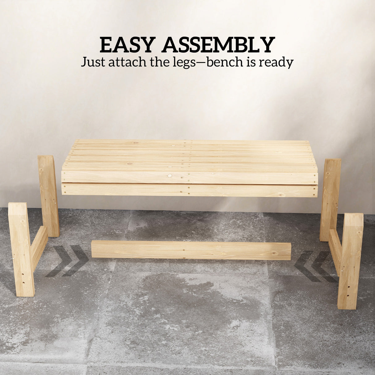 Fir Wood 2 Seater Garden Bench Backless Patio Bench - Velmora