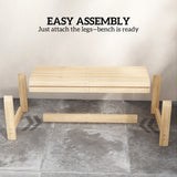Fir Wood 2 Seater Garden Bench Backless Patio Bench - Velmora