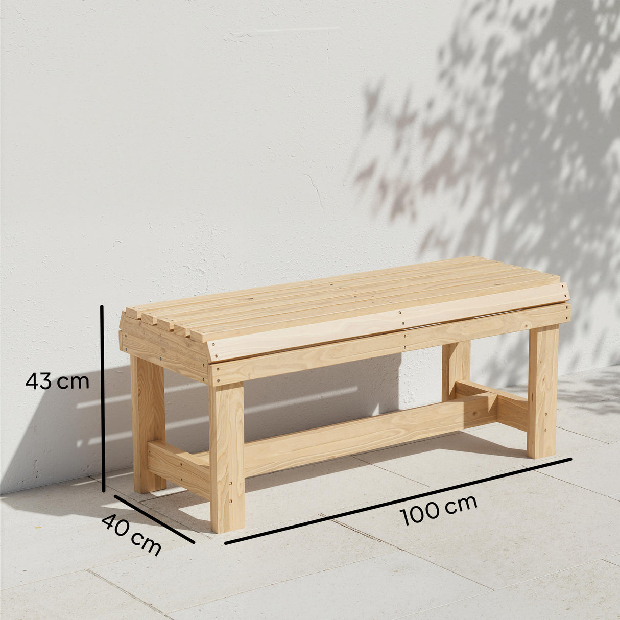 Fir Wood 2 Seater Garden Bench Backless Patio Bench - Velmora