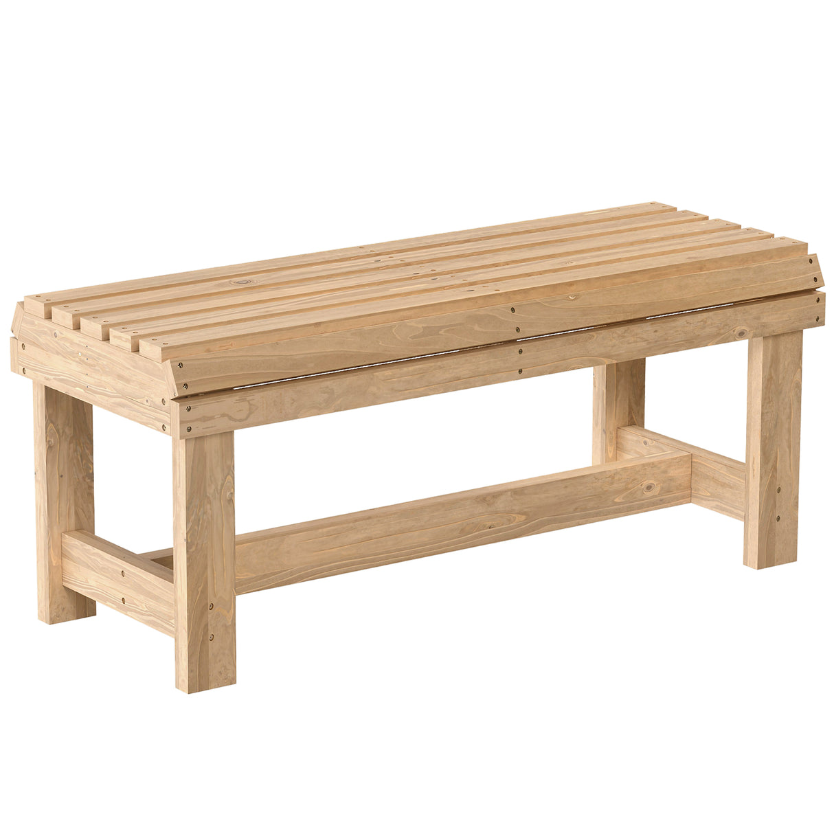 Fir Wood 2 Seater Garden Bench Backless Patio Bench - Velmora