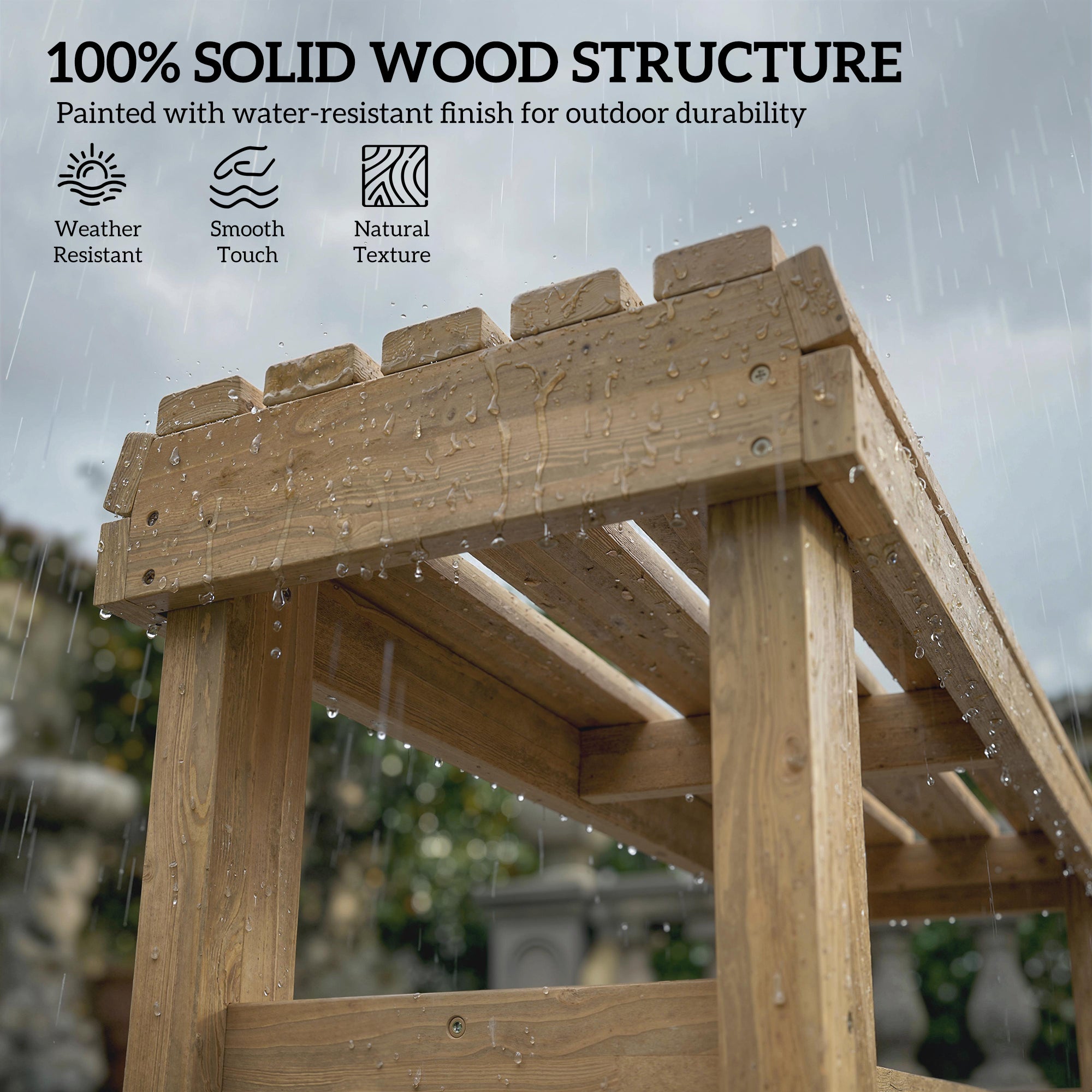 Fir Wood 2 Seater Garden Bench Backless Patio Bench - Velmora