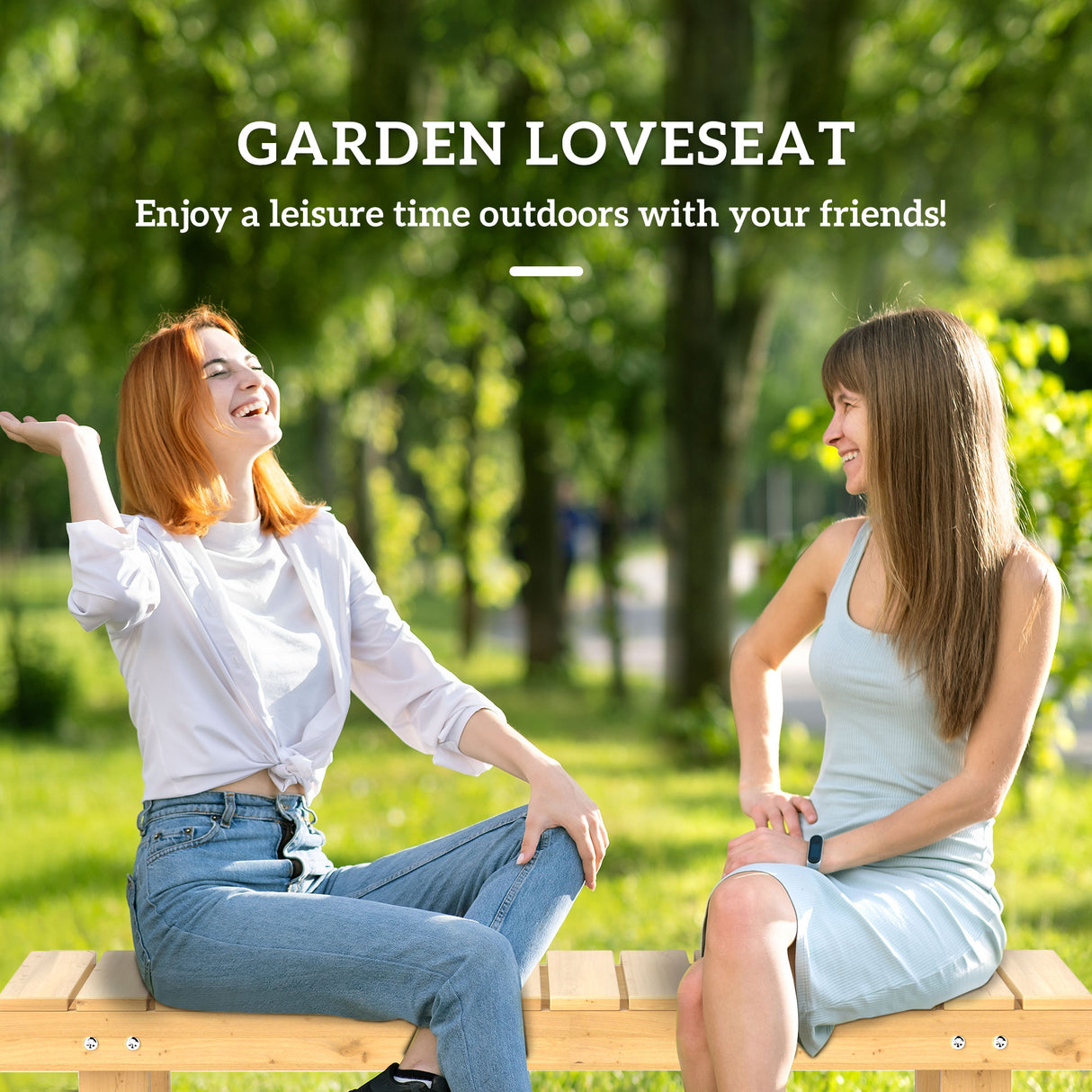 Fir Wood 2 Seater Garden Bench Patio Loveseat - Velmora