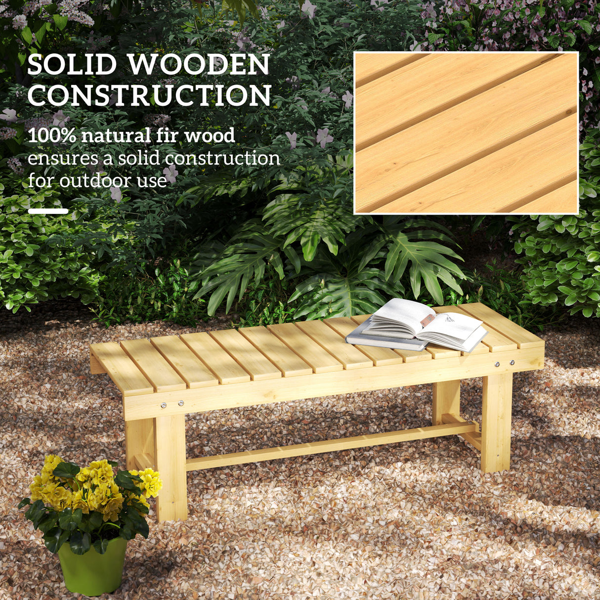 Fir Wood 2 Seater Garden Bench Patio Loveseat - Velmora
