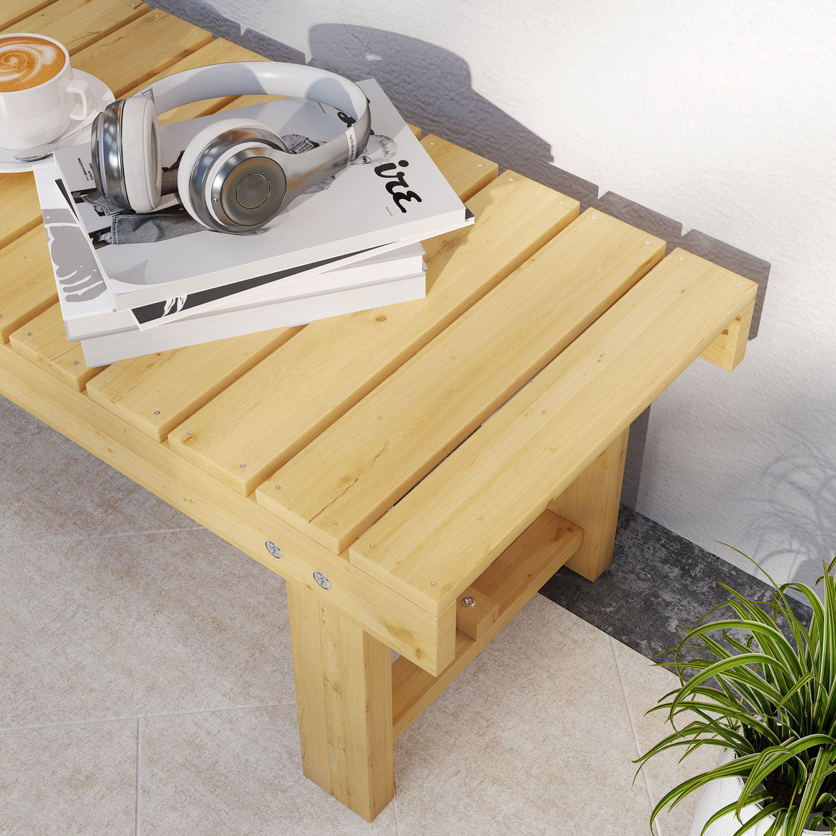 Fir Wood 2 Seater Garden Bench Patio Loveseat - Velmora