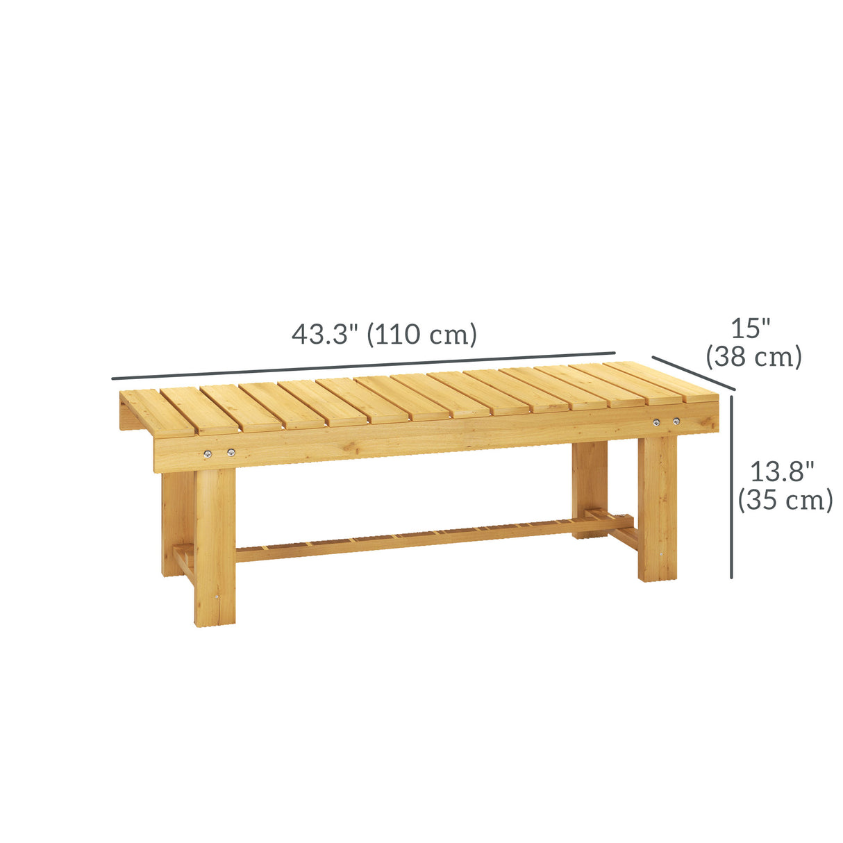 Fir Wood 2 Seater Garden Bench Patio Loveseat - Velmora