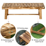 Fir Wood 2 Seater Garden Bench Patio Loveseat - Velmora