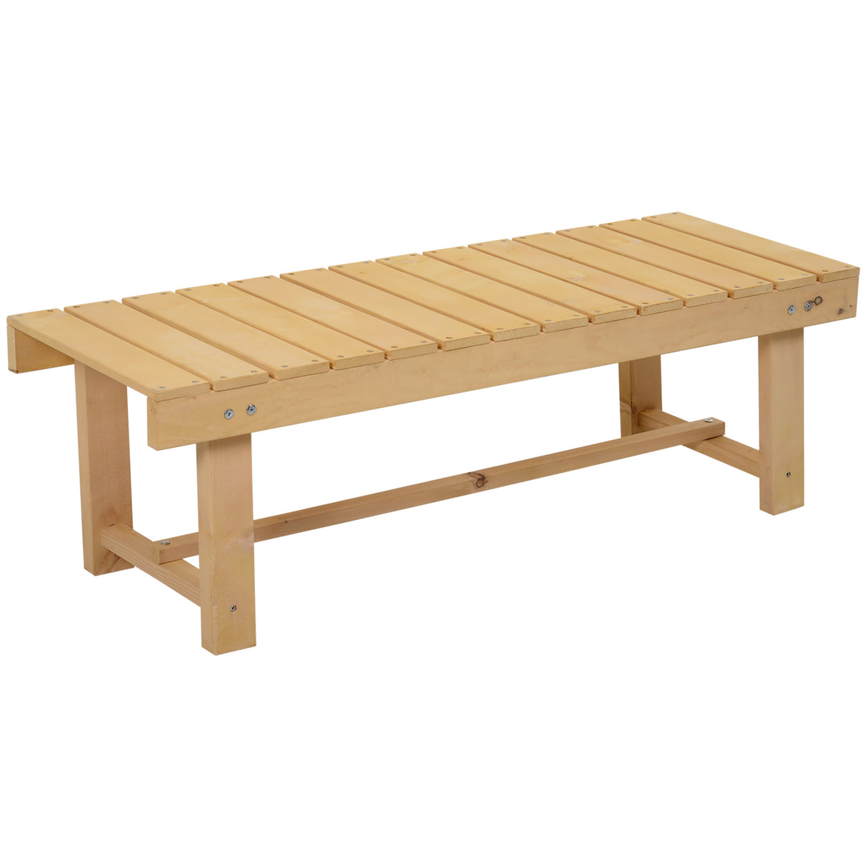 Fir Wood 2 Seater Garden Bench With Slatted Seat for Park - Velmora