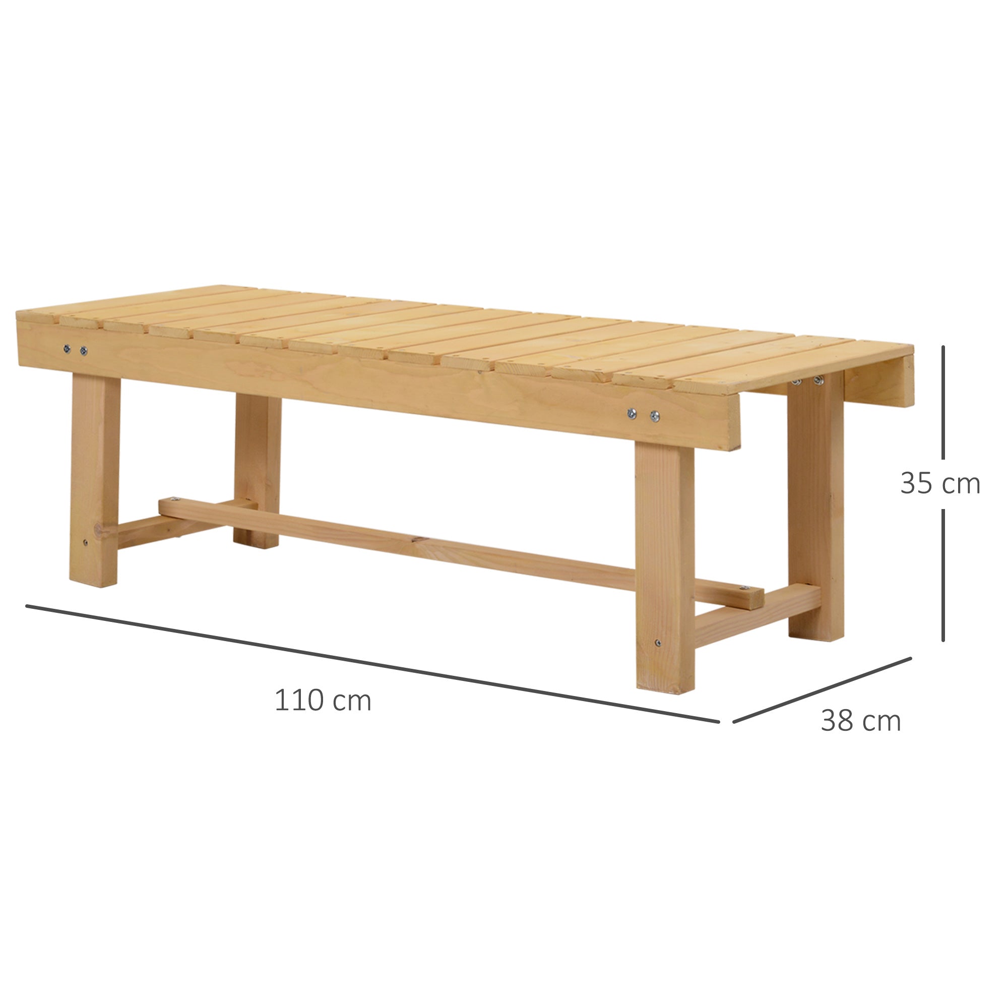 Fir Wood 2 Seater Garden Bench With Slatted Seat for Park - Velmora