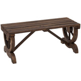 Fir Wood 2 Seater Garden Bench With Wheel-Shaped Legs - Velmora