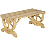 Fir Wood 2 Seater Garden Bench With Wheel-Shaped Legs - Velmora