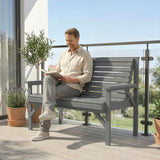 Fir Wood 2 Seater Garden Bench With Armrest and Backrest - Velmora