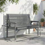 Fir Wood 2 Seater Garden Bench With Armrest and Backrest - Velmora