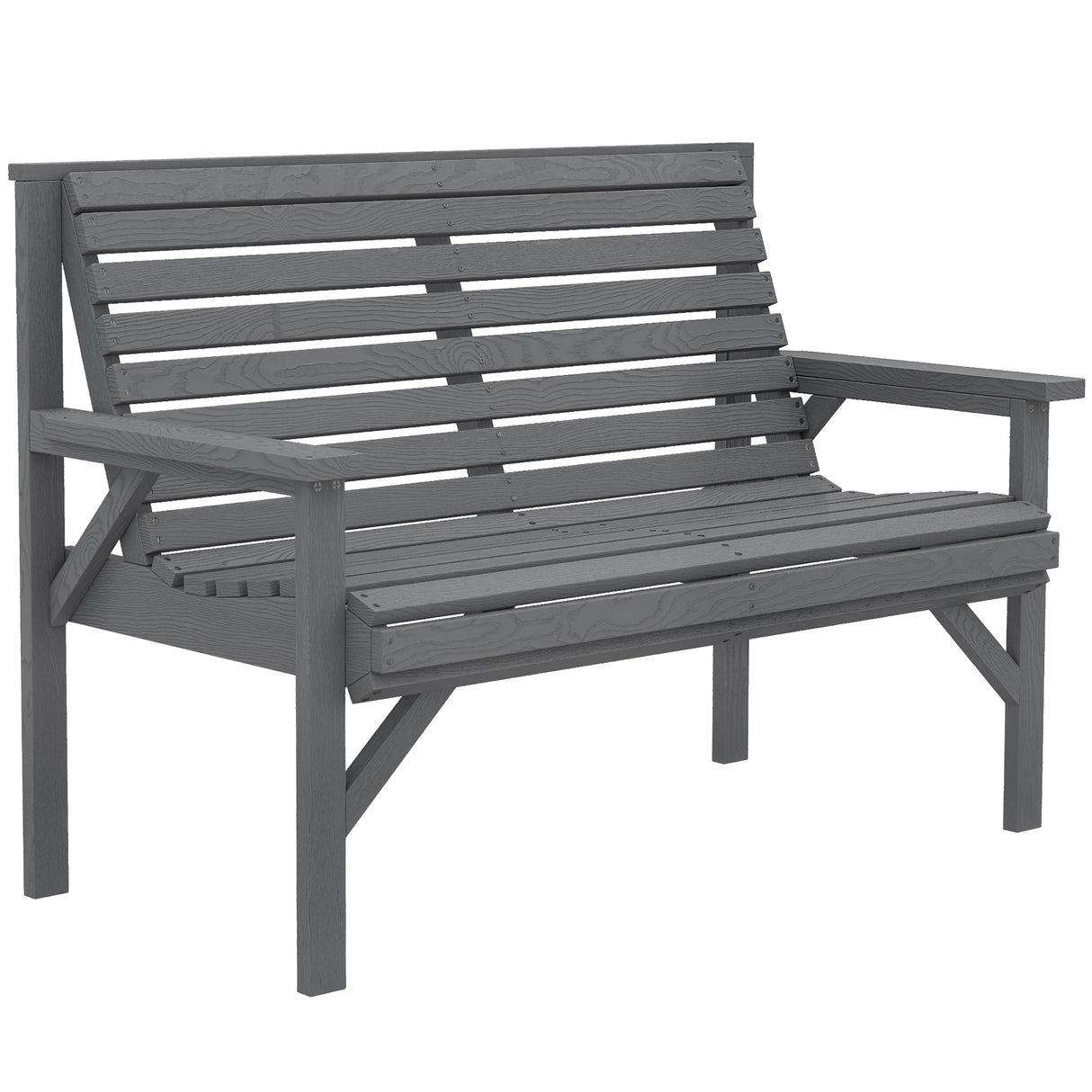 Fir Wood 2 Seater Garden Bench With Armrest and Backrest - Velmora