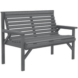 Fir Wood 2 Seater Garden Bench With Armrest and Backrest - Velmora