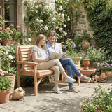 Fir Wood 2 Seater Garden Bench With Armrest and Backrest - Velmora