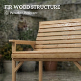 Fir Wood 2 Seater Garden Bench With Armrest and Backrest - Velmora
