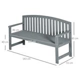 Fir Wood 2 Seater Garden Bench With Armrest - Velmora