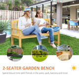 Fir Wood 2 Seater Garden Bench With Armrest - Velmora