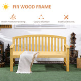 Fir Wood 2 Seater Garden Bench With Armrest - Velmora