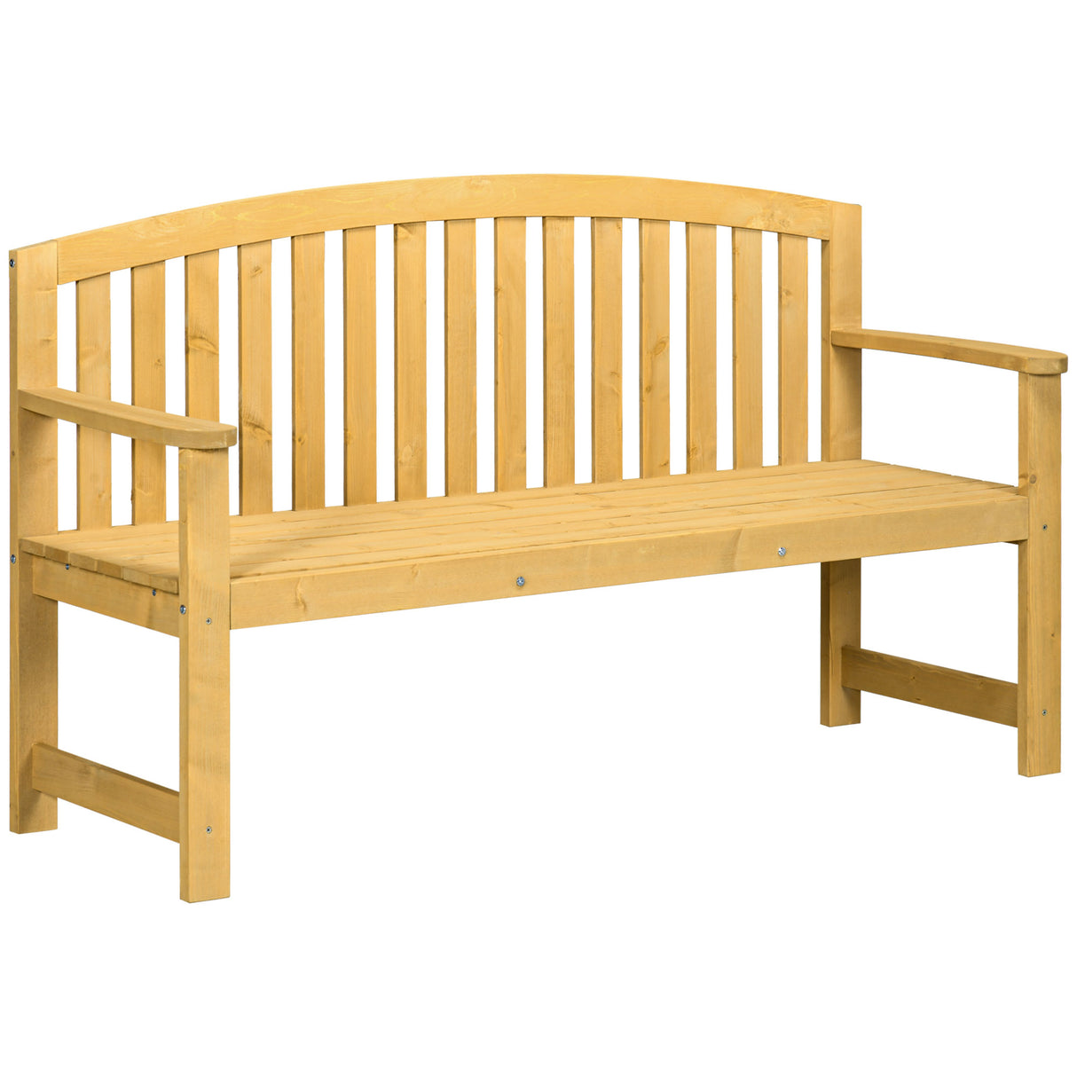 Fir Wood 2 Seater Garden Bench With Armrest - Velmora