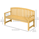 Fir Wood 2 Seater Garden Bench With Armrest - Velmora
