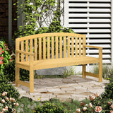 Fir Wood 2 Seater Garden Bench With Armrest - Velmora