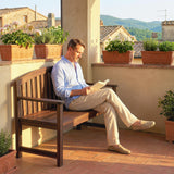 Fir Wood 2 Seater Garden Bench With Armrest - Velmora