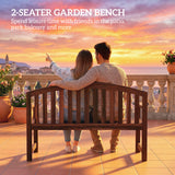 Fir Wood 2 Seater Garden Bench With Armrest - Velmora