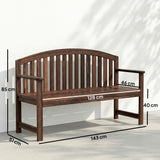 Fir Wood 2 Seater Garden Bench With Armrest - Velmora