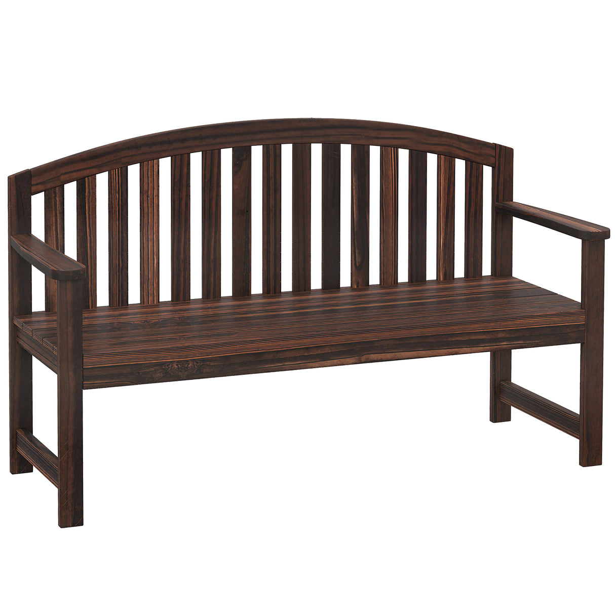Fir Wood 2 Seater Garden Bench With Armrest - Velmora