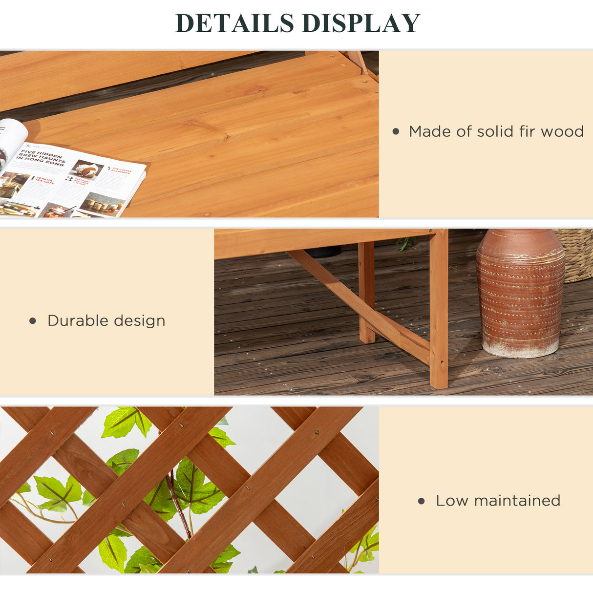 Fir Wood 2 Seater Garden Bench With Garden Arbour - Velmora