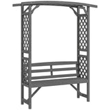 Fir Wood 2 Seater Garden Bench With Garden Arbour - Velmora