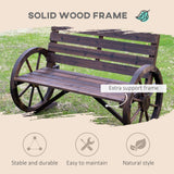 Fir Wood 2 Seater Garden Bench With Wooden Cart Wagon Wheel - Velmora